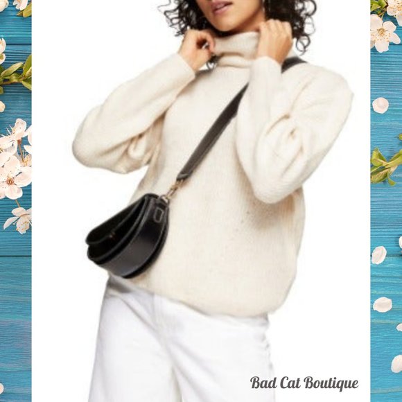 Topshop Sweaters | Topshop | Fuzzy Boho Chunky Knit Oatmeal Turtleneck Sweater | Color: Cream | Size: XL | Devil_Kitty's Closet